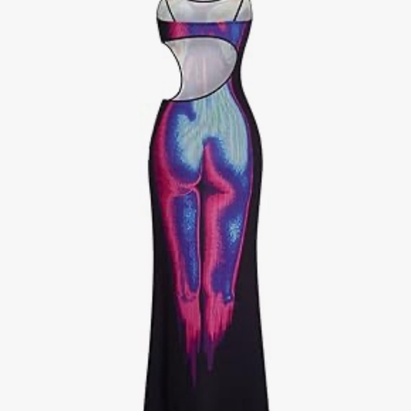 CAPE CLIQUE Cross Tie Spaghetti Strap Halter
Maxi Bodycon Thermal Split Maxi - Picture 6 of 6